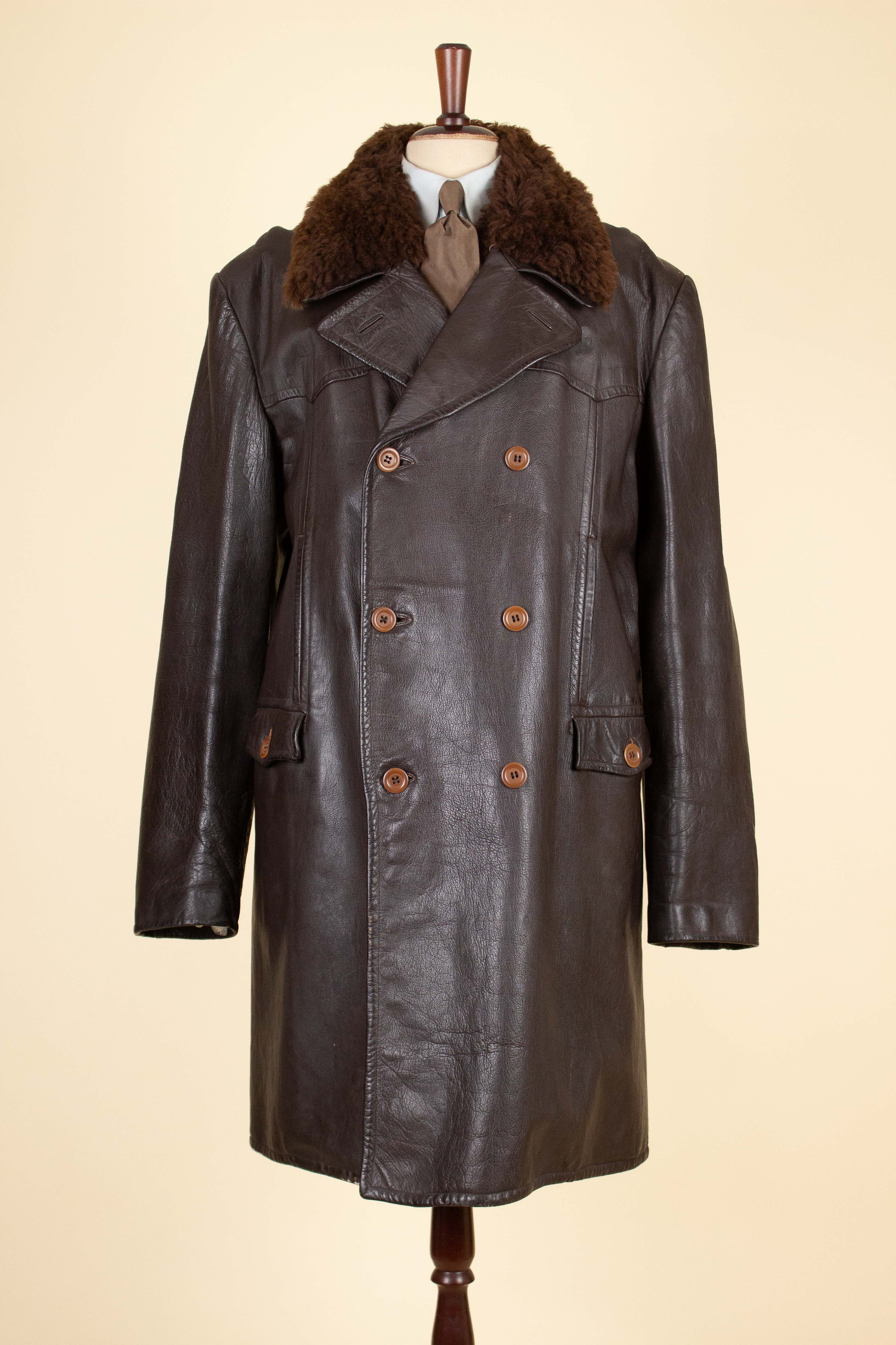 SWEDISH 1930S/1940S DARK BROWN DOUBLE BREASTED GOATSKIN JACKET 