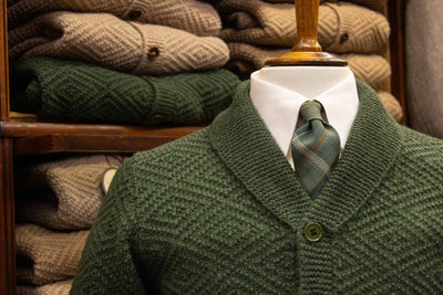 The Laggarsvik shawl collar cardigan is now available online in six colour tones.
