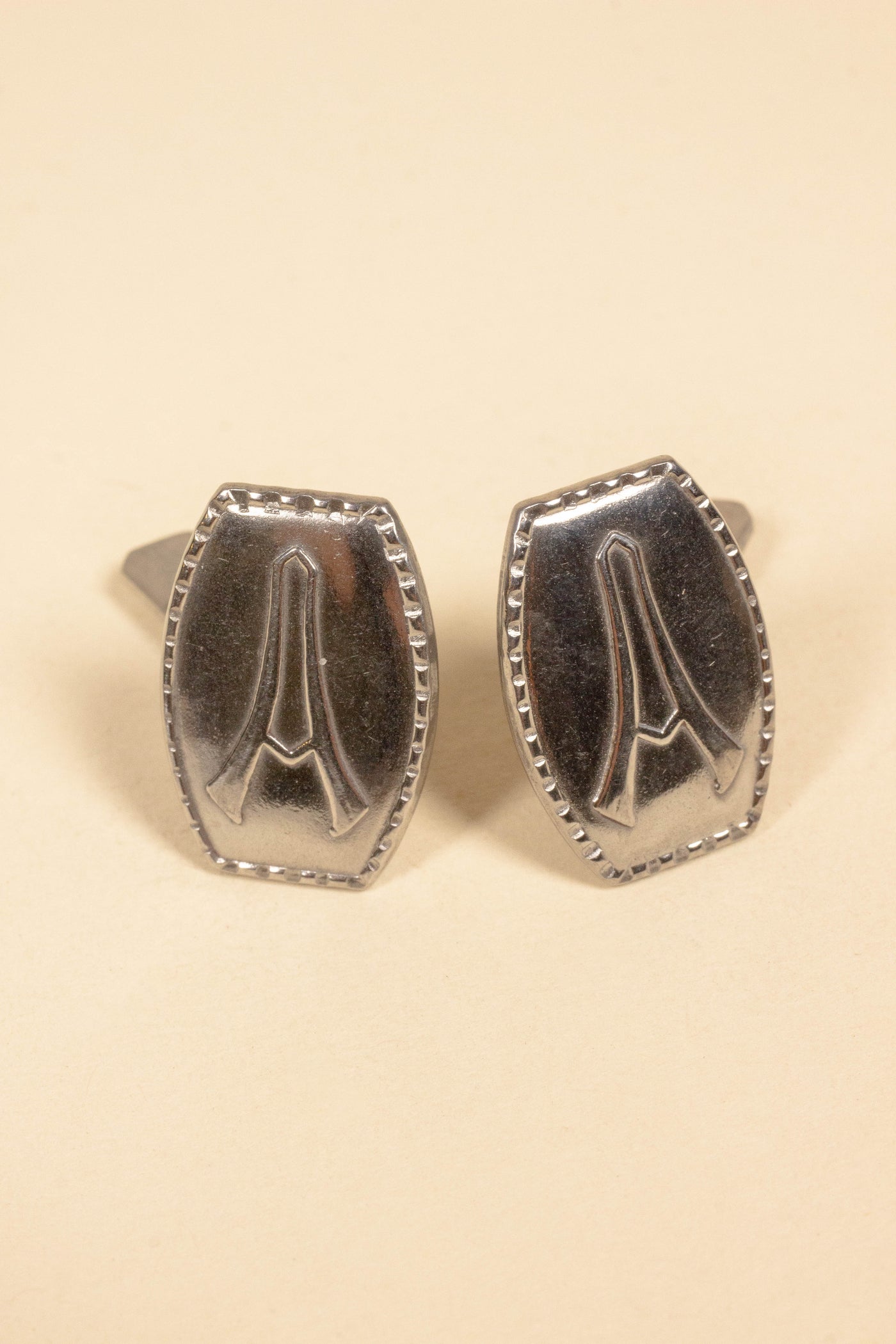 1930S/1940S SWEDISH DEADSTOCK STEEL CUFFLINKS WITH VARIOUS LETTERS