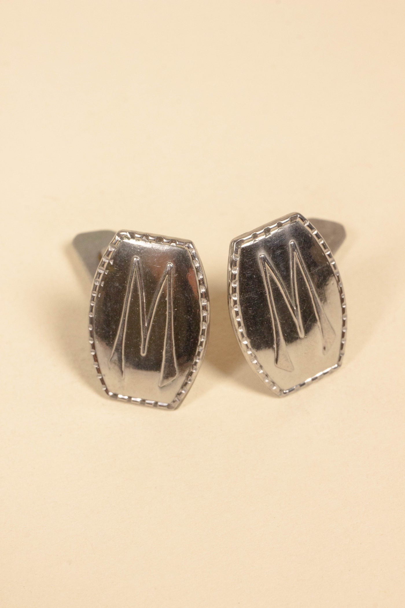 1930S/1940S SWEDISH DEADSTOCK STEEL CUFFLINKS WITH VARIOUS LETTERS