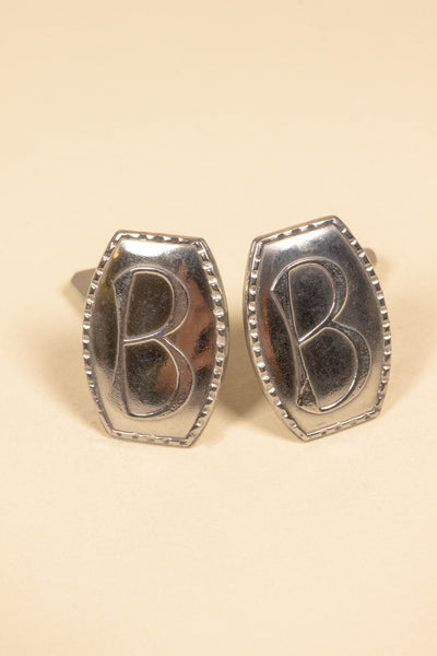 1930S/1940S SWEDISH DEADSTOCK STEEL CUFFLINKS WITH VARIOUS LETTERS