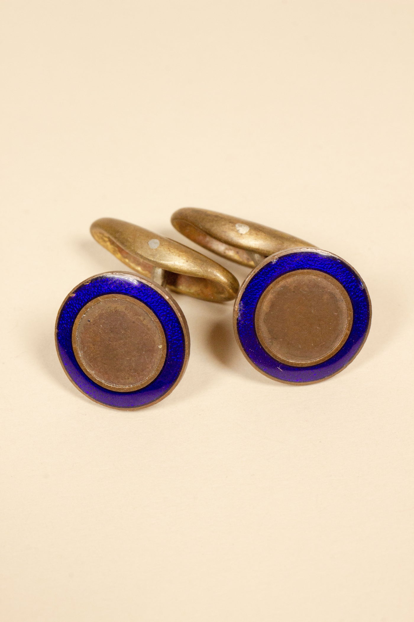 1930/1940'S BRASS CUFFLINKS WITH BLUE ENAMEL