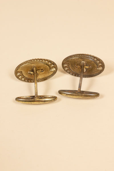 1910/1920'S BRASS CUFFLINKS WITH MOTHER-OF-PEARL INLAY