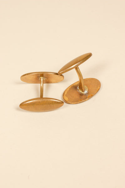 1920/1930'S BRASS CUFFLINKS WITH BLUE AND BLACK DECORATION