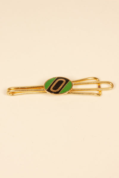 1930/1940s ENAMELED NEW OLD STOCK BRASS TIE CLIPS WITH INITIAL, LETTER "O"