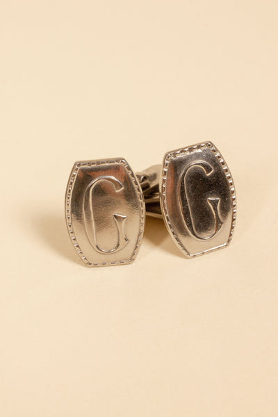 1930S/1940S SWEDISH DEADSTOCK STEEL CUFFLINKS WITH VARIOUS LETTERS