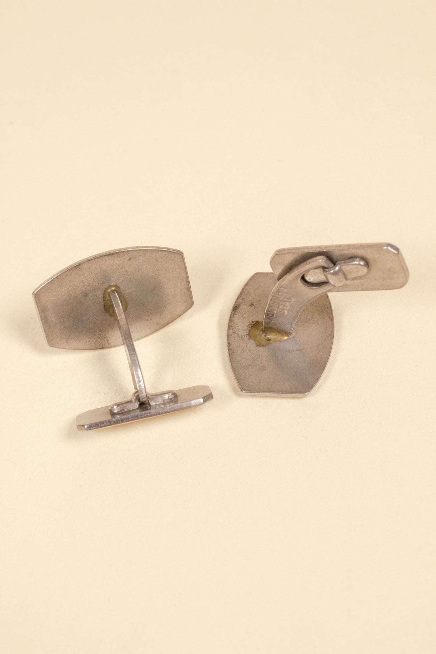 1930S/1940S SWEDISH DEADSTOCK STEEL CUFFLINKS WITH VARIOUS LETTERS