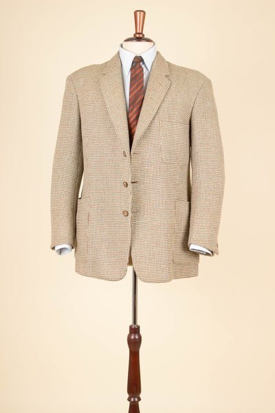 BRITISH 1960 LIGHT BROWN HARRIS TWEED BESPOKE JACKET BY AUSTIN REED. SIZE CA EU 50