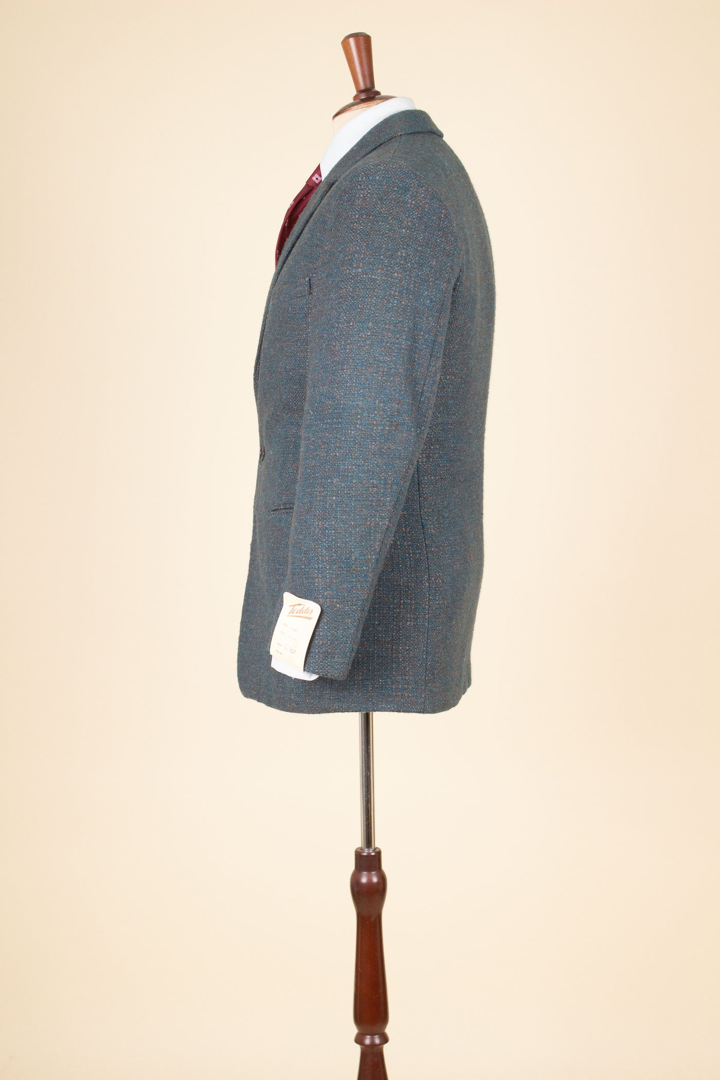 SWEDISH DEADSTOCK 1950S BLUE AND BROWN TWEED JACKET BY TEDDER. SIZE CA EU 44-46