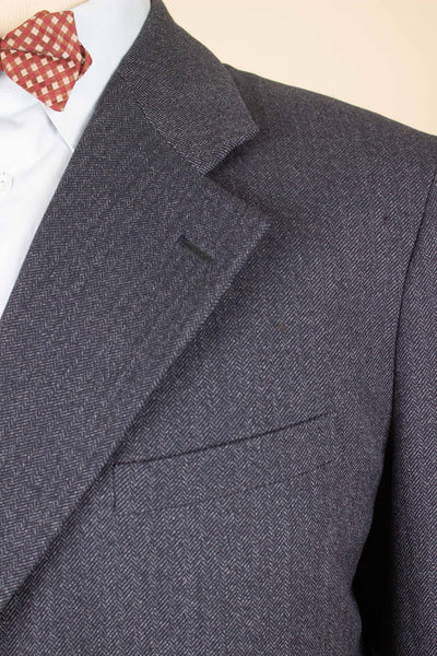 SWEDISH 1940S GREY HERRINGBONE SINGLE BREASTED JACKET BY RANG. SIZE CA EU 50