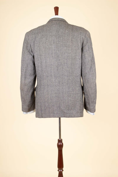 SWEDISH 1940S GREY HERRINGBONE DOUBLE BREASTED JACKET. SIZE CA EU 50-52