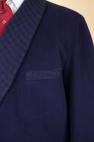 SWEDISH 1940S/1950S DARK BLUE WOOL SMOKING JACKET BY HARRINGTON, STRÖMS. SIZE CA EU 50