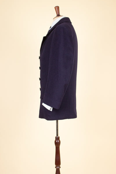 SWEDISH 1930S/1940S DARK BLUE HEAVYWEIGHT PEACOAT. SIZE CA EU 46-48