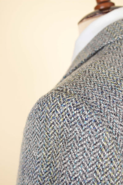 SWEDISH 1950S MULTICOLOURED HERRINGBONE TWEED JACKET BY FUNK. SIZE CA EU 44