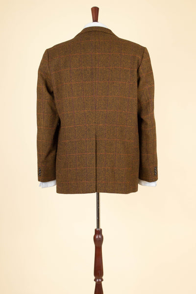 SWEDISH 1960S BROWN WINDOWPANE TWEED JACKET BY SCHLASBERGS. SIZE CA EU 52