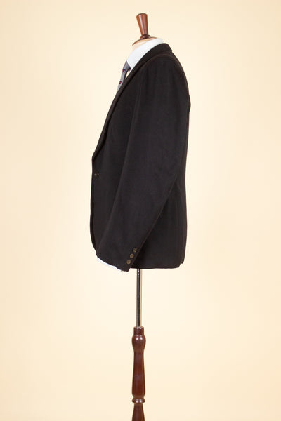 SWEDISH BLACK 1930S SINGLE BREASTED JACKET BY STADION. SIZE CA EU 46