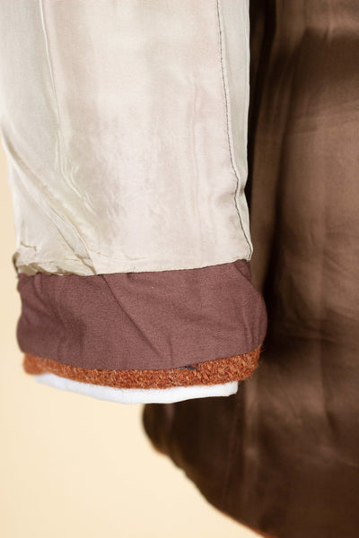 SWEDISH 1950S RUST BROWN HERRINGBONE HEAVYWEIGHT HARRIS TWEED JACKET BY BESTON. SIZE CA EU 46.