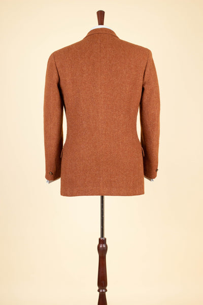 SWEDISH 1950S RUST BROWN HERRINGBONE HEAVYWEIGHT HARRIS TWEED JACKET BY BESTON. SIZE CA EU 46.