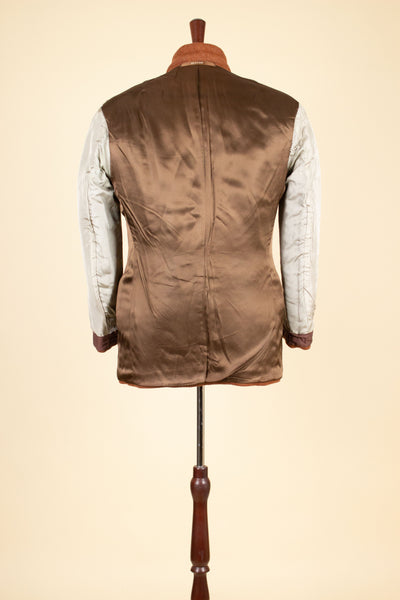 SWEDISH 1950S RUST BROWN HERRINGBONE HEAVYWEIGHT HARRIS TWEED JACKET BY BESTON. SIZE CA EU 46.