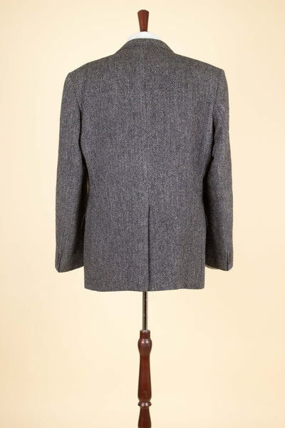 SWEDISH 1950S GREY HERRINGBONE HARRIS TWEED SINGLE BREASTED JACKET. SIZE CA EU 54