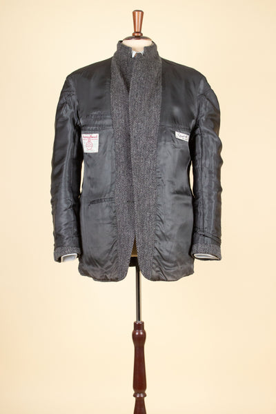 SWEDISH 1950S GREY HERRINGBONE HARRIS TWEED SINGLE BREASTED JACKET. SIZE CA EU 54