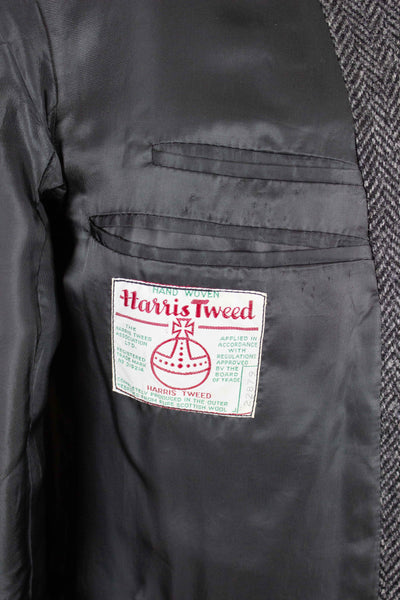 SWEDISH 1950S GREY HERRINGBONE HARRIS TWEED SINGLE BREASTED JACKET. SIZE CA EU 54