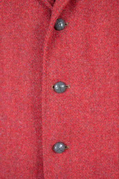 BRITISH 1950S/1960S RED HERRINGBONE HARRIS TWEED JACKET. SIZE CA EU 46