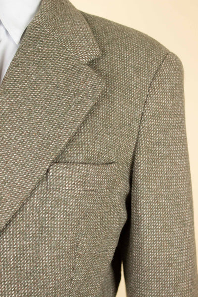 SWEDISH 1940S GREEN AND BROWN SINGLE BREASTED TWEED JACKET BY DAKO KLÄDER. SIZE CA EU 46-48