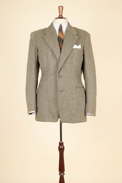 SWEDISH 1940S GREEN AND BROWN SINGLE BREASTED TWEED JACKET BY DAKO KLÄDER. SIZE CA EU 46-48