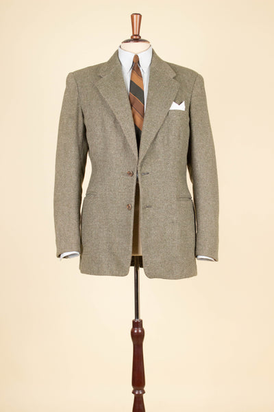 SWEDISH 1940S GREEN AND BROWN SINGLE BREASTED TWEED JACKET BY DAKO KLÄDER. SIZE CA EU 46-48