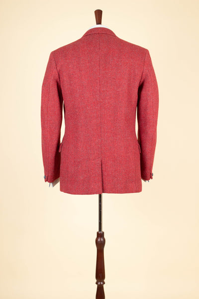 BRITISH 1950S/1960S RED HERRINGBONE HARRIS TWEED JACKET. SIZE CA EU 46