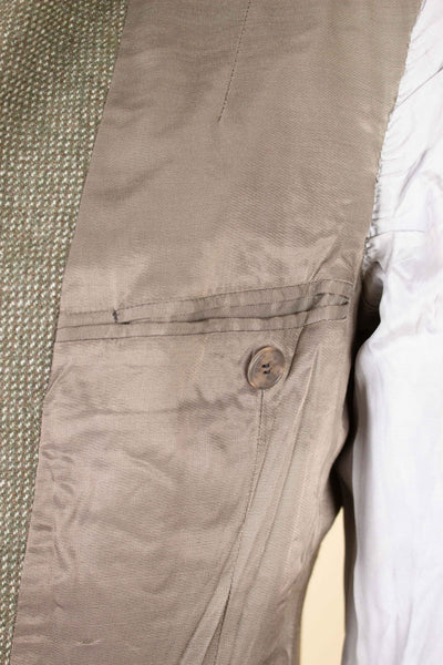 SWEDISH 1940S GREEN AND BROWN SINGLE BREASTED TWEED JACKET BY DAKO KLÄDER. SIZE CA EU 46-48