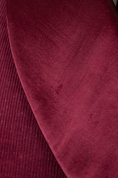 SWEDISH 1940S DARK RED CORDUROY AND SILK SHAWL COLLAR SMOKING JACKET. SIZE CA EU 50
