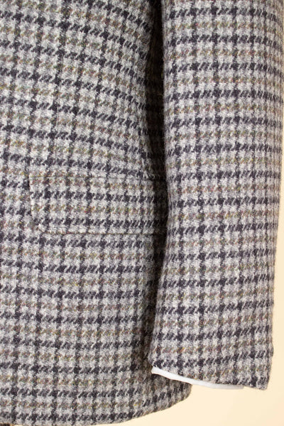 SWEDISH 1960S DARK GREY/LIGHT GREY/GREEN CHECKERED HARRIS TWEED JACKET BY HEDBERGS. SIZE CA EU 50