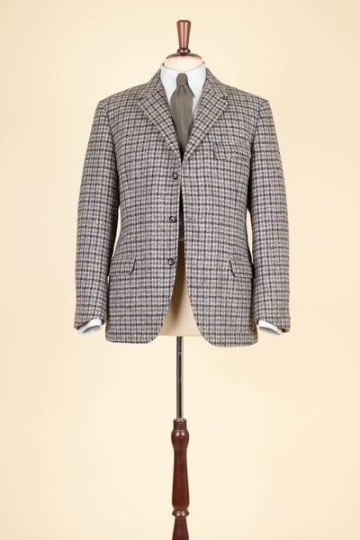 SWEDISH 1960S DARK GREY/LIGHT GREY/GREEN CHECKERED HARRIS TWEED JACKET BY HEDBERGS. SIZE CA EU 50