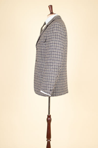 SWEDISH 1960S DARK GREY/LIGHT GREY/GREEN CHECKERED HARRIS TWEED JACKET BY HEDBERGS. SIZE CA EU 50