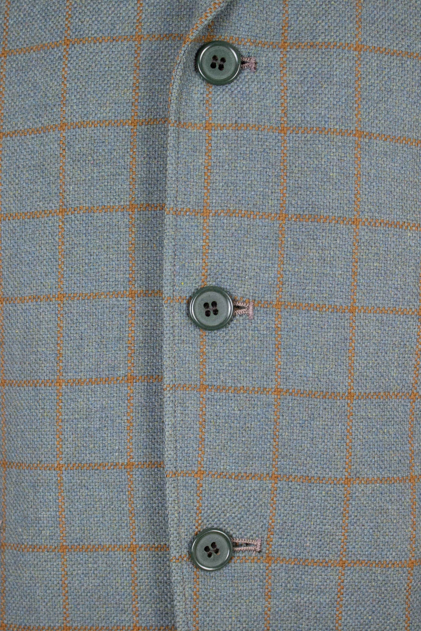 BRITISH 1960S BLUE-GREY WINDOWPANE SINGLE BREASTED JACKET BY JOHN BARRAN. SIZE CA EU 46