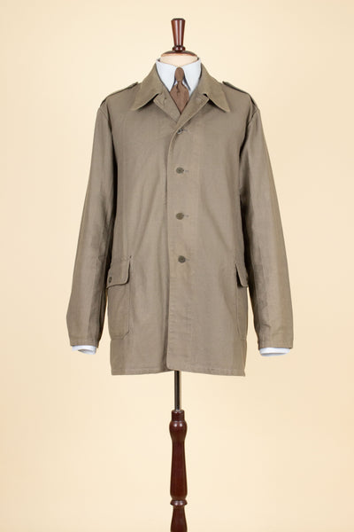 SWEDISH 1940S SINGLE BREASTED BEIGE ARMY JACKET BY ALGOTS. SIZE CA EU 54-56