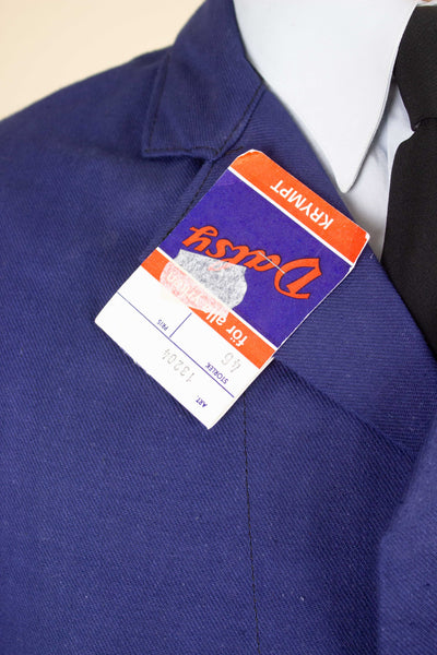 SWEDISH 1960S BLUE DEADSTOCK WORK JACKET BY DALSY. SIZE CA EU 46