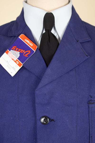 SWEDISH 1960S BLUE DEADSTOCK WORK JACKET BY DALSY. SIZE CA EU 46