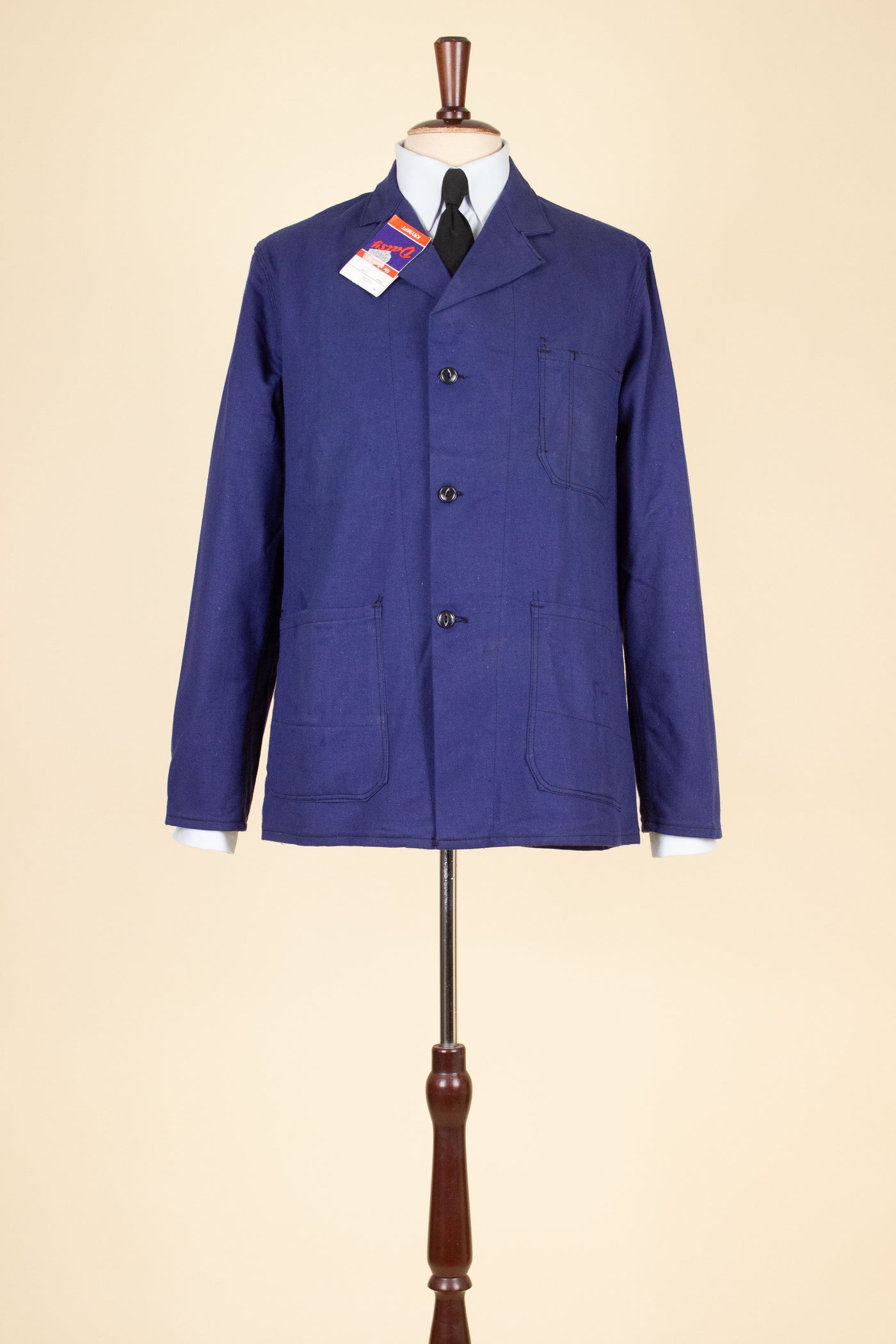 SWEDISH 1960S BLUE DEADSTOCK WORK JACKET BY DALSY. SIZE CA EU 46