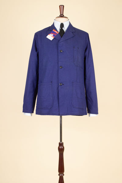 SWEDISH 1960S BLUE DEADSTOCK WORK JACKET BY DALSY. SIZE CA EU 46