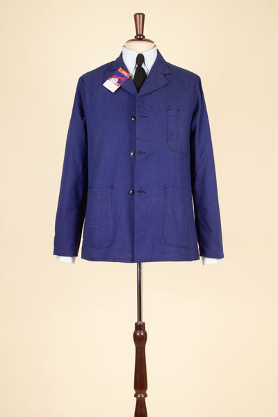 SWEDISH 1960S BLUE DEADSTOCK WORK JACKET BY DALSY. SIZE CA EU 46