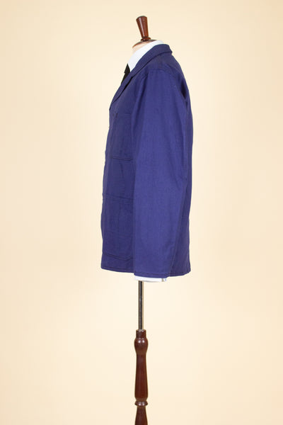 SWEDISH 1960S BLUE DEADSTOCK WORK JACKET BY DALSY. SIZE CA EU 46