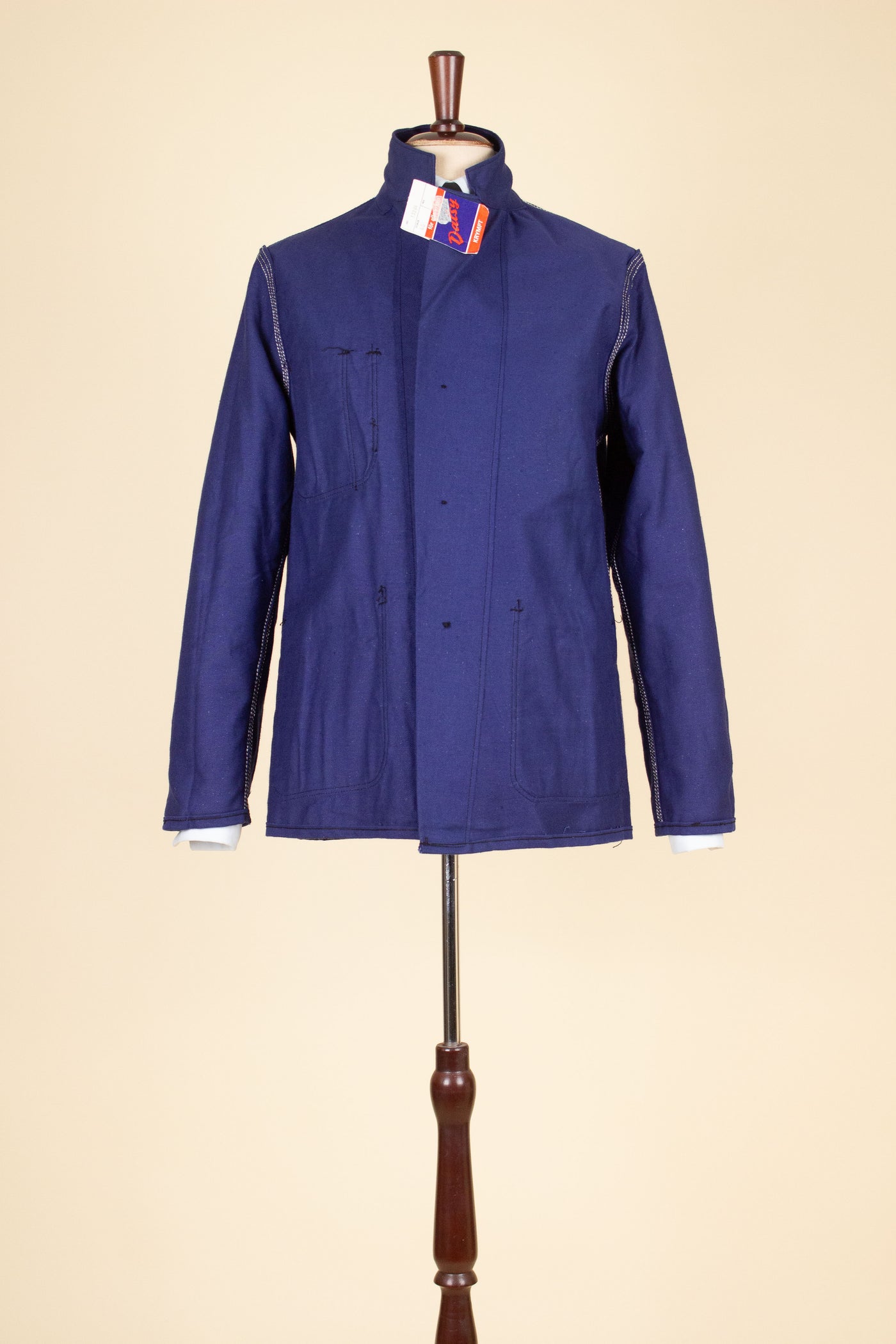 SWEDISH 1960S BLUE DEADSTOCK WORK JACKET BY DALSY. SIZE CA EU 46