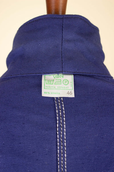 SWEDISH 1960S BLUE DEADSTOCK WORK JACKET BY DALSY. SIZE CA EU 46