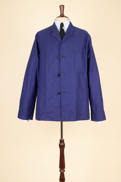 SWEDISH 1960S BLUE DEADSTOCK WORK COAT BY GEFA. SIZE CA EU 52