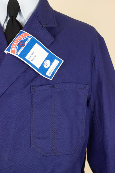 SWEDISH 1960S BLUE DEADSTOCK WORK COAT BY KVALITET. AVAILABLE IN VARIOUS SIZES