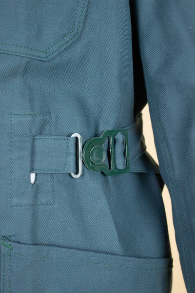 SWEDISH 1960S GREEN-BLUE DEADSTOCK WORK COAT BY KVALITET. SIZE CA EU 50