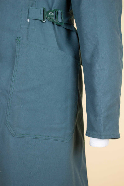 SWEDISH 1960S GREEN-BLUE DEADSTOCK WORK COAT BY KVALITET. SIZE CA EU 50